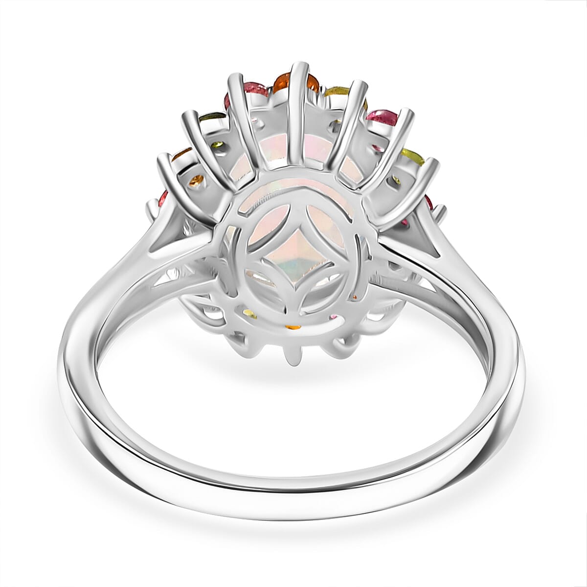 Ethiopian Opal &amp; Multi-Tourmaline Solitaire Ring in Rhodium Overlay Sterling Silver 2.21 Ct. 8099967 10