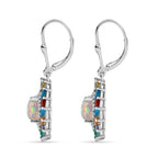 Ethiopian Welo Opal, Multi gemstones Cluster Earring in Platinum Overlay Sterling Silver 5.36 Ct