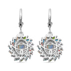 Ethiopian Welo Opal, Multi gemstones Cluster Earring in Platinum Overlay Sterling Silver 5.36 Ct