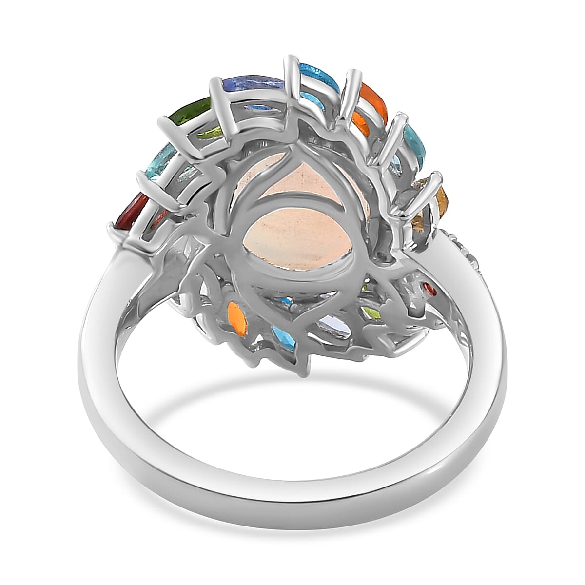 Ethiopian Welo Opal and Multi Gemstones Floral Ring in Platinum Overlay Sterling Silver 7761723 5
