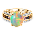 18K Vermeil Yellow Gold Plated Ethiopian Opal Oval Ring Ct 2.95.