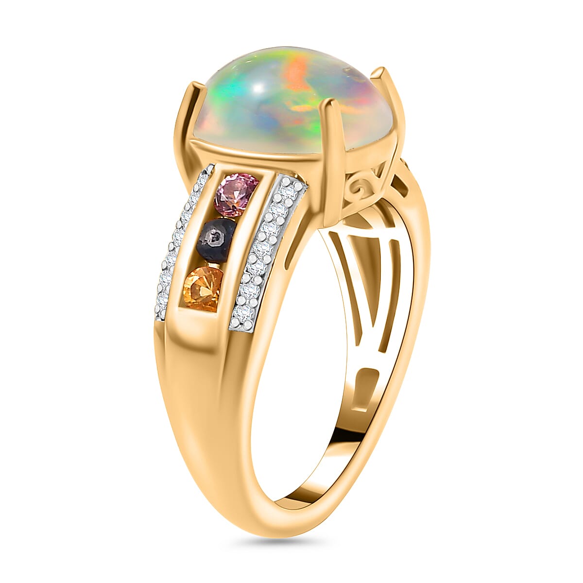 Ethiopian Opal Oval Ring in 18K Vermeil Yellow Gold Plated Sterling Silver 2.95 Ct . 7862780 3