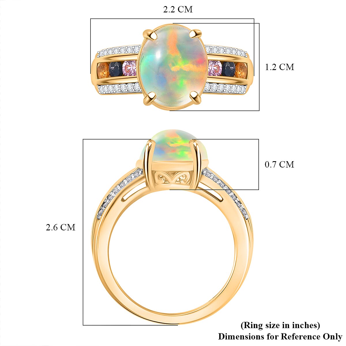 Ethiopian Opal Oval Ring in 18K Vermeil Yellow Gold Plated Sterling Silver 2.95 Ct . 7862780 5