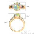 18K Vermeil Yellow Gold Plated Ethiopian Opal Oval Ring Ct 2.95.