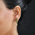 Ethiopian Opal & Natural Chrome Diopside Earring in 18K YG Vermeil Sterling Silver 1.38 ct
