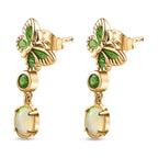 Ethiopian Opal & Natural Chrome Diopside Earring in 18K YG Vermeil Sterling Silver 1.38 ct