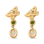 Ethiopian Opal & Natural Chrome Diopside Earring in 18K YG Vermeil Sterling Silver 1.38 ct