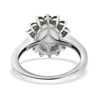 Ethiopian Opal ,  Natural Chrome Diopside  Main Stone With Side Stone Ring in Platinum Overlay Sterling Silver 1.71 ct  1.799  Ct.