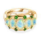 Ethiopian Faceted Opal & Natural Chrome Diopside Ring in 18K Vermeil Yellow Gold Plated Sterling Silver 1.72 Ct.