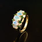 Ethiopian Faceted Opal & Natural Chrome Diopside Ring in 18K Vermeil Yellow Gold Plated Sterling Silver 1.72 Ct.