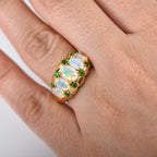 Ethiopian Faceted Opal & Natural Chrome Diopside Ring in 18K Vermeil Yellow Gold Plated Sterling Silver 1.72 Ct.