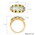 Ethiopian Faceted Opal & Natural Chrome Diopside Ring in 18K Vermeil Yellow Gold Plated Sterling Silver 1.72 Ct.