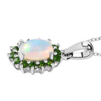 Ethiopian Opal,  Natural Chrome Diopside Pendant with Chain (Size 20) in Platinum Overlay Sterling Silver 0.56 ct  1.740  Ct.
