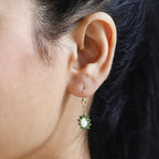 Ethiopian Opal ,  Natural Chrome Diopside  Solitaire Lever Back Earring in Vermeil YG Sterling Silver 1.52 ct  1.380  Ct.