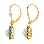 Ethiopian Opal ,  Natural Chrome Diopside  Solitaire Lever Back Earring in Vermeil YG Sterling Silver 1.52 ct  1.380  Ct.