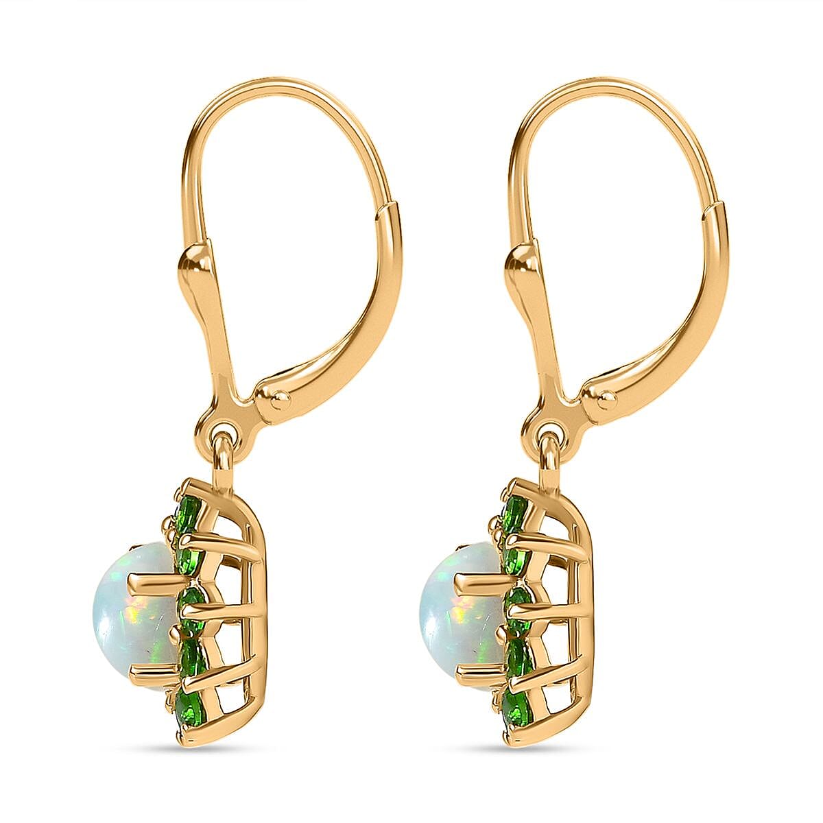 Ethiopian Opal ,  Natural Chrome Diopside  Solitaire Lever Back Earring in Vermeil YG Sterling Silver 1.52 ct  1.380  Ct. 7749316 4