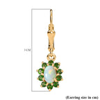 Ethiopian Opal ,  Natural Chrome Diopside  Solitaire Lever Back Earring in Vermeil YG Sterling Silver 1.52 ct  1.380  Ct.