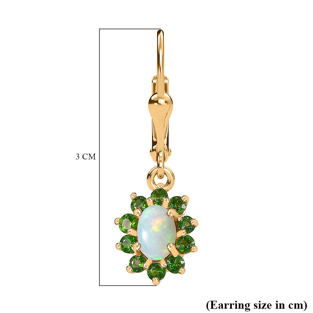 Ethiopian Opal ,  Natural Chrome Diopside  Solitaire Lever Back Earring in Vermeil YG Sterling Silver 1.52 ct  1.380  Ct. 7749316 5