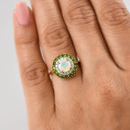 Ethiopian Faceted Opal, Natural Chrome Diopside & White Zircon Ring in 18K Vermeil Yellow Gold Plated Sterling Silver 1.85 Ct.