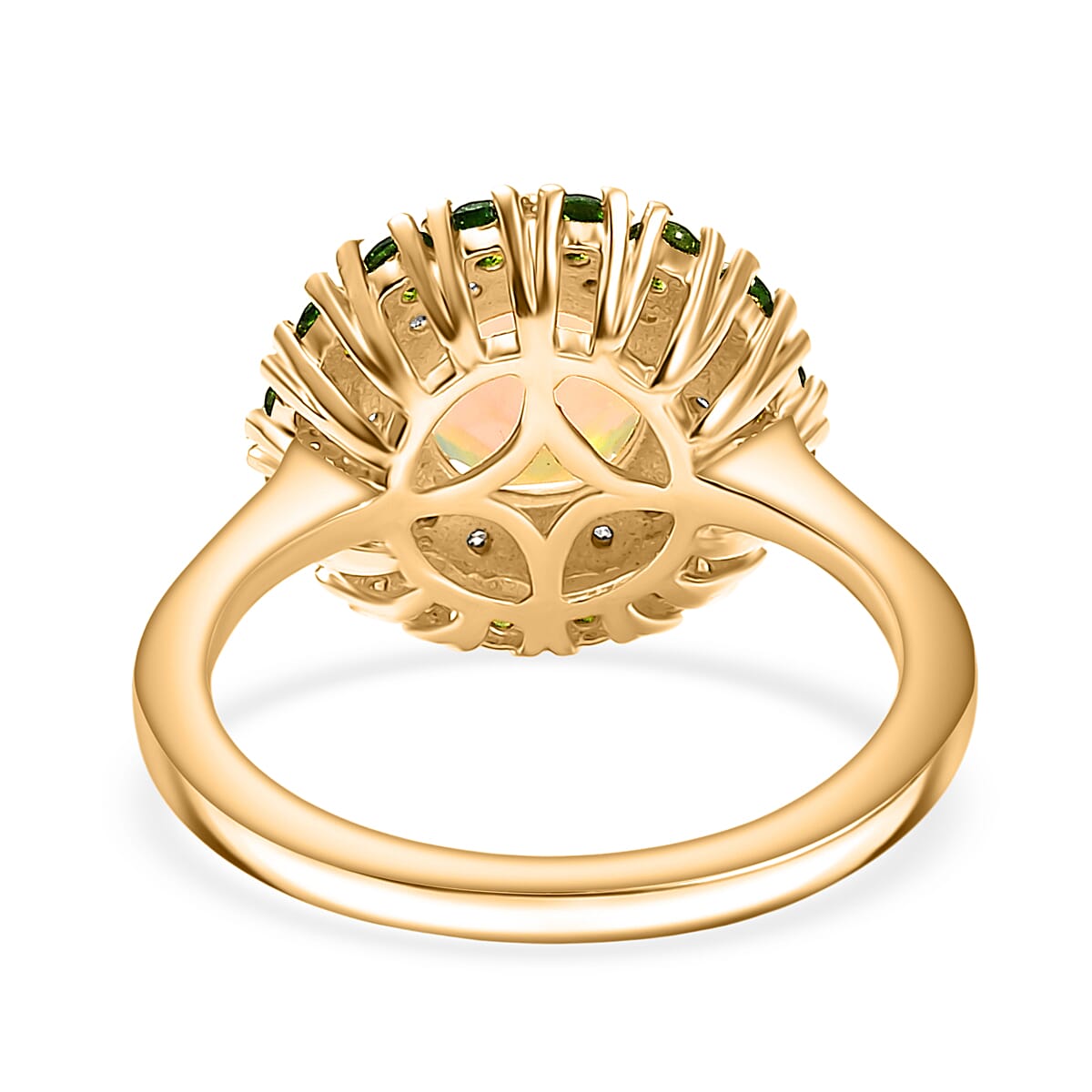 Ethiopian Faceted Opal, Natural Chrome Diopside &amp; White Zircon Ring in 18K Vermeil Yellow Gold Plated Sterling Silver 1.85 Ct. 8067493 14