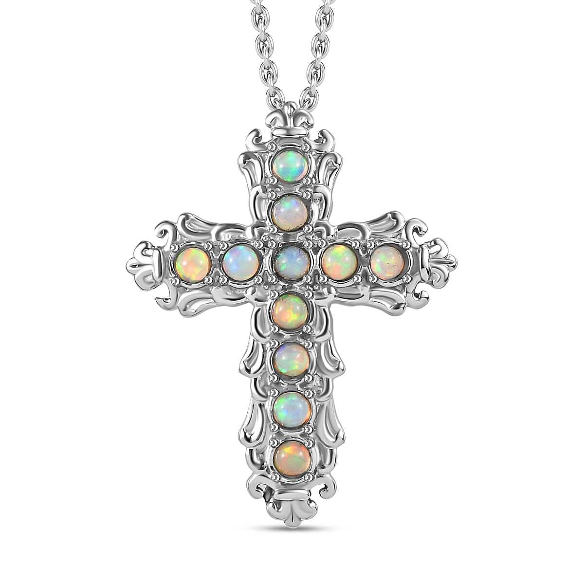 Ethiopian Welo Opal Cross Pendant with Chain (Size 20) 1.21 Ct. 4277867 0