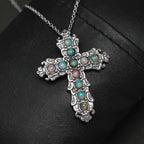 Ethiopian Welo Opal Cross Pendant with Chain (Size 20) 1.21 Ct.