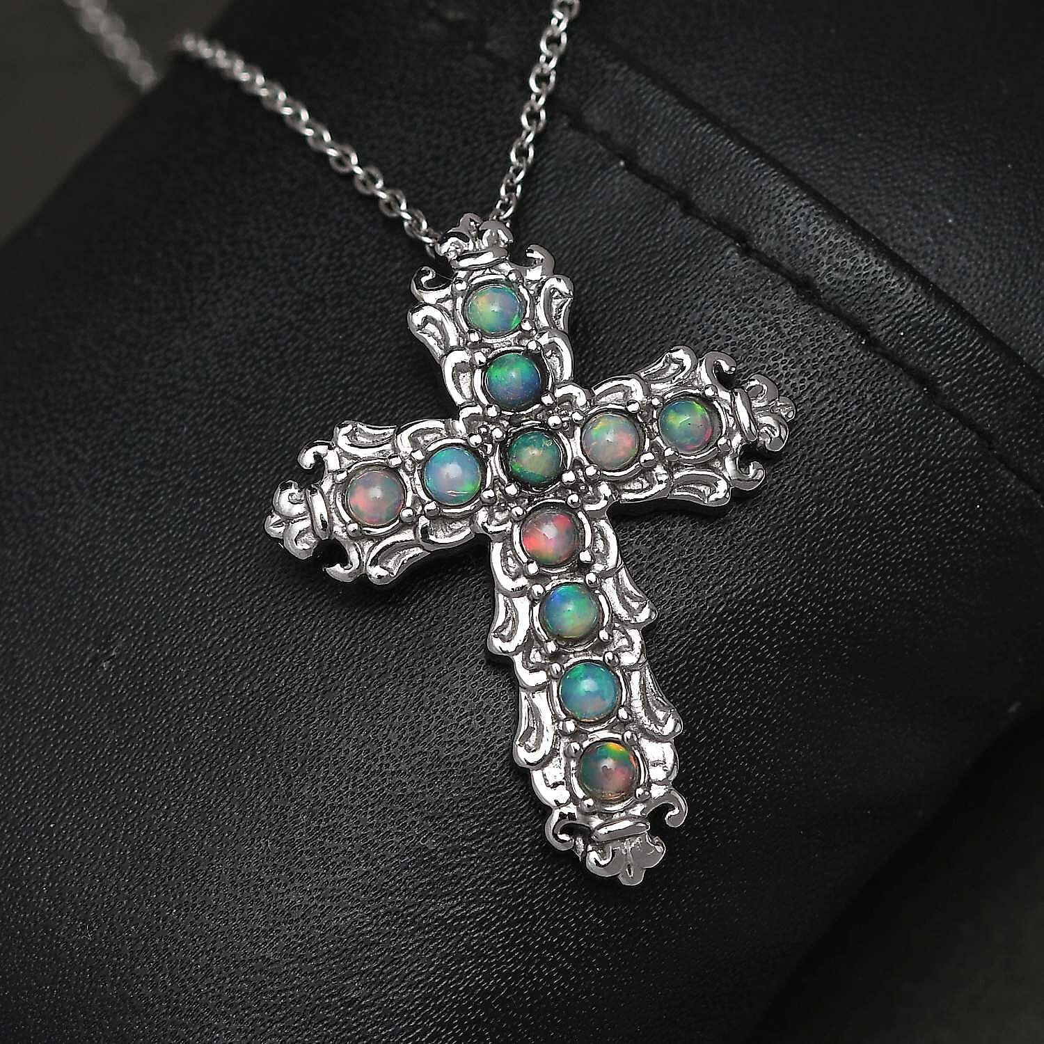 Ethiopian Welo Opal Cross Pendant with Chain (Size 20) 1.21 Ct. 4277867 3