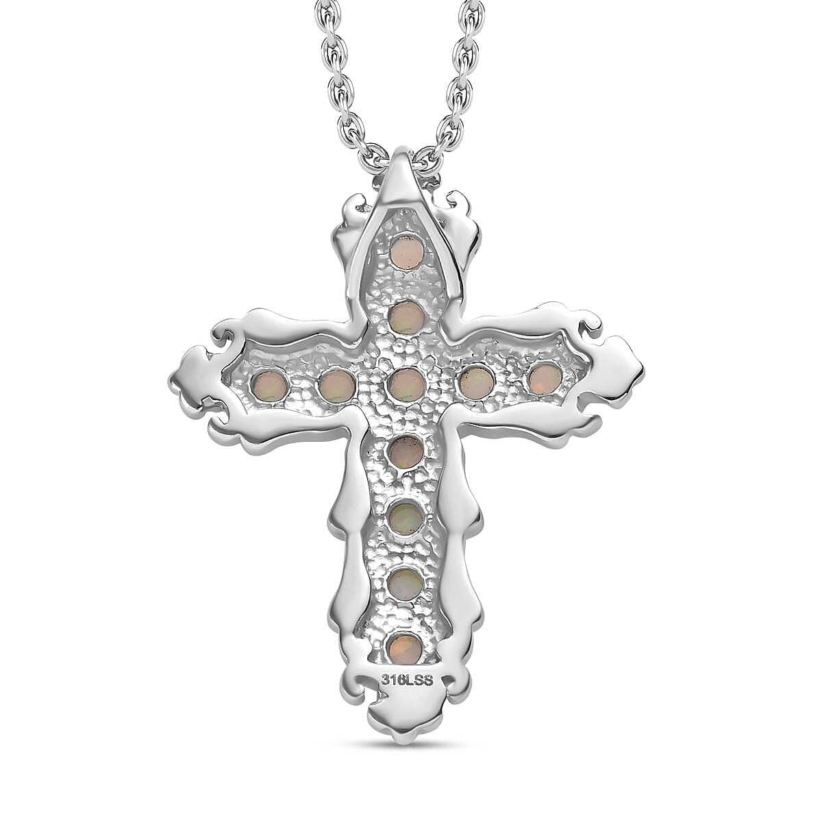 Ethiopian Welo Opal Cross Pendant with Chain (Size 20) 1.21 Ct. 4277867 6