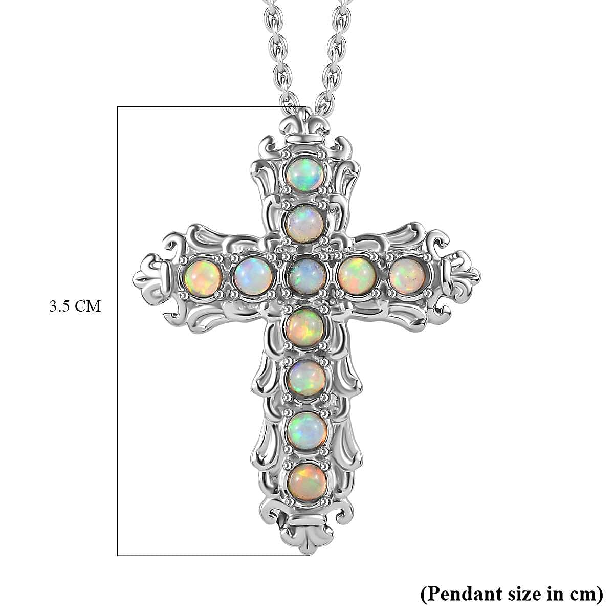 Ethiopian Welo Opal Cross Pendant with Chain (Size 20) 1.21 Ct. 4277867 8