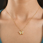 D'Joy Faceted Ethiopian Opal Butterfly Pendant with Chain (Size 20) in Yellow Gold Plated Sterling Silver.