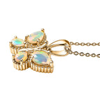 D'Joy Faceted Ethiopian Opal Butterfly Pendant with Chain (Size 20) in Yellow Gold Plated Sterling Silver.