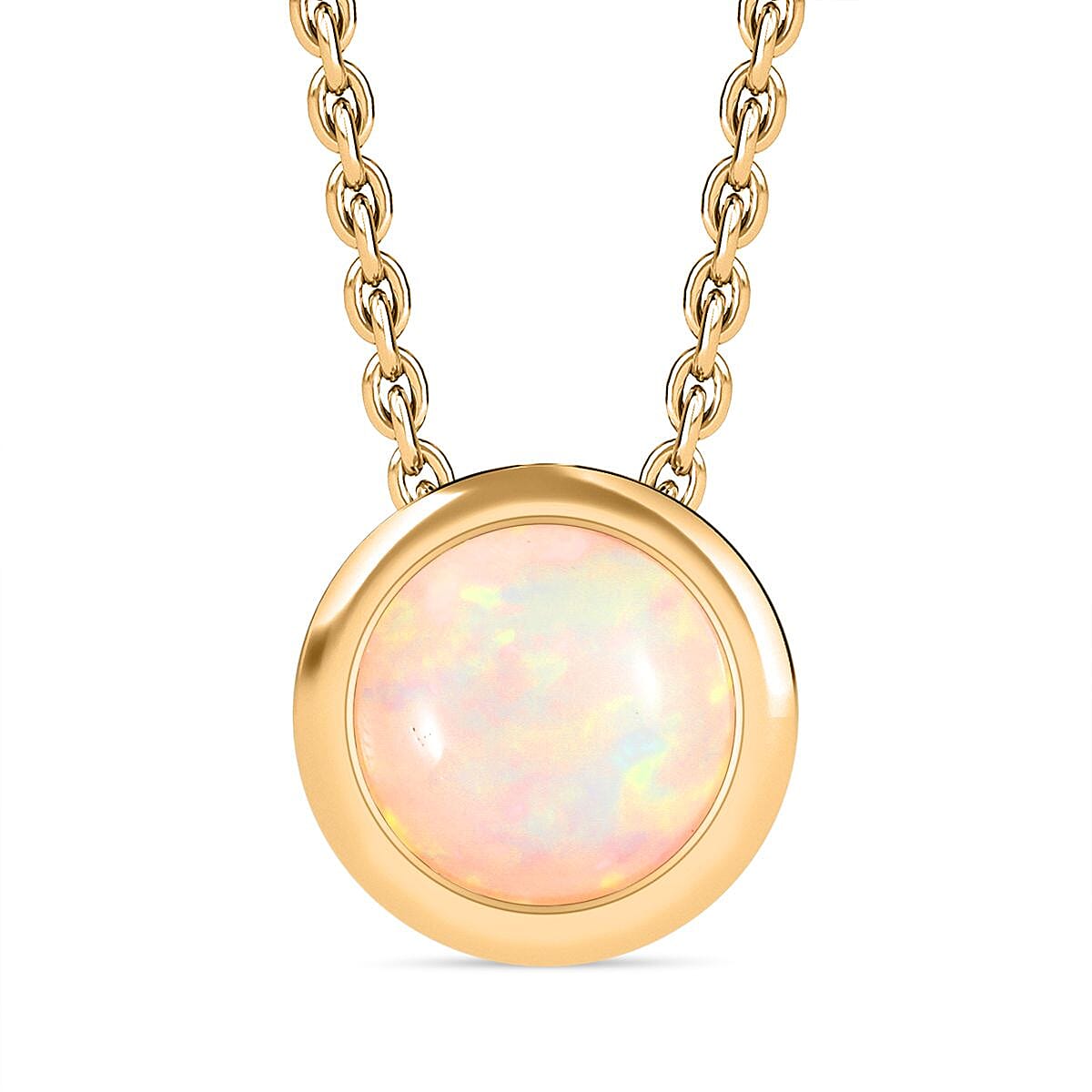 Ethiopian Opal Pendant with Chain (Size 20) in 18K YG Vermeil Sterling Silver 4270874 0