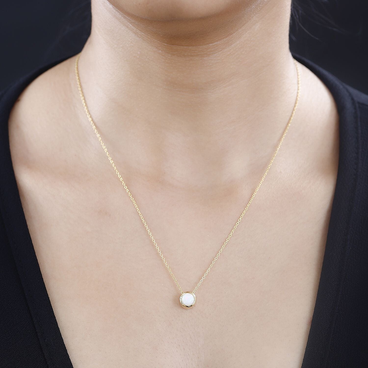 Ethiopian Opal Pendant with Chain (Size 20) in 18K YG Vermeil Sterling Silver 4270874 2