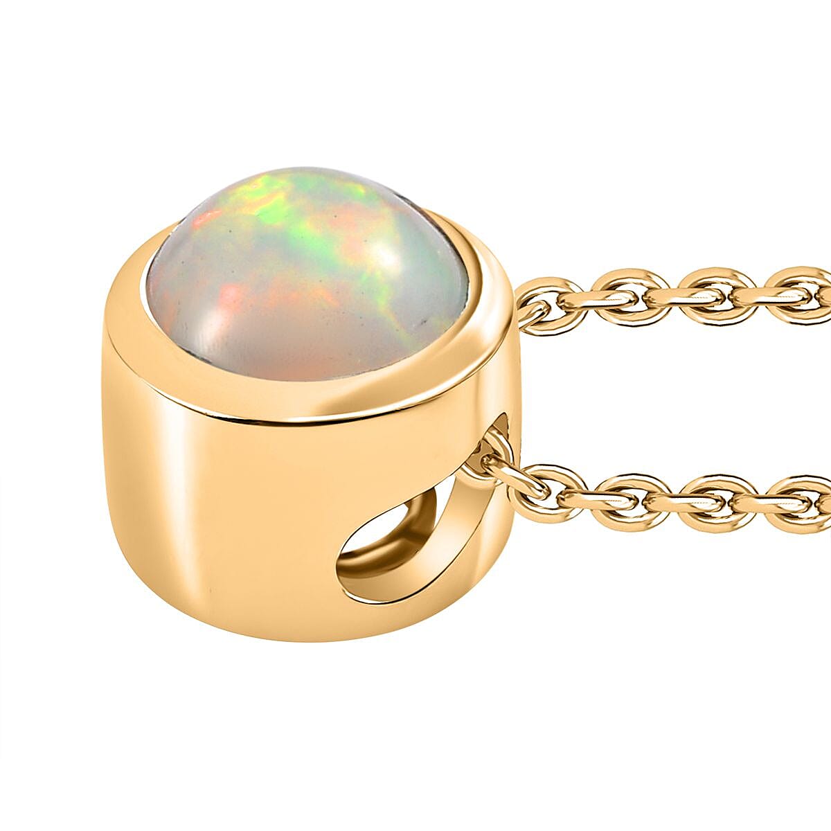 Ethiopian Opal Pendant with Chain (Size 20) in 18K YG Vermeil Sterling Silver 4270874 4