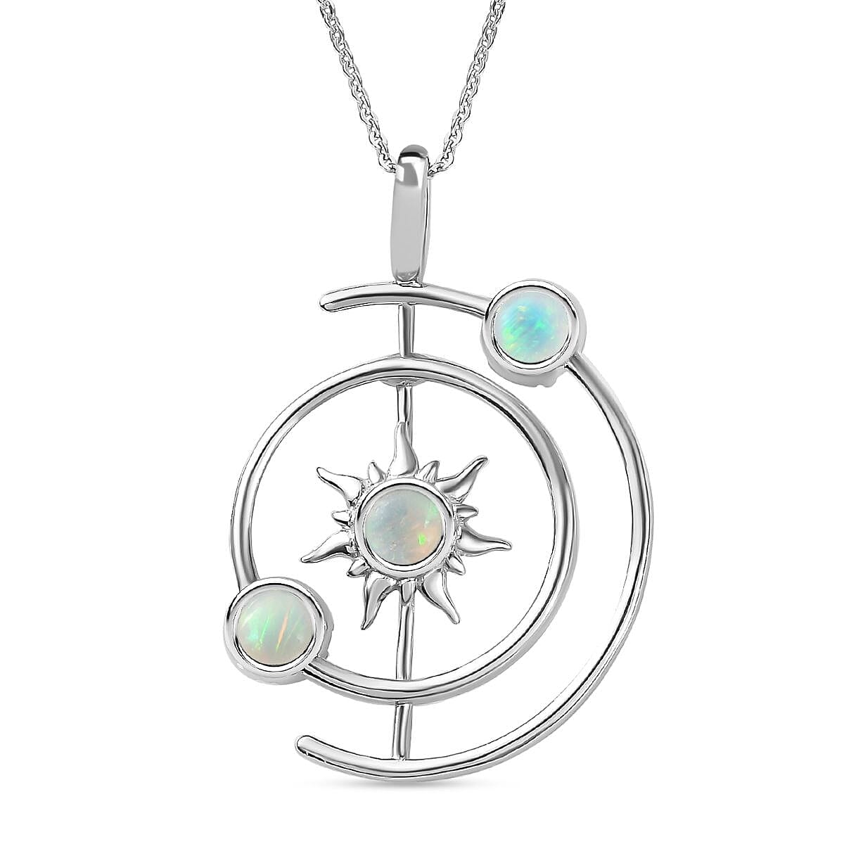 Cosmic Collection - Ethiopian Welo Opal Pendant with Chain (Size 20) in Rhodium Overlay Sterling Silver 1.05 Ct, Silver Wt. 5.64 Gms 4281745 0