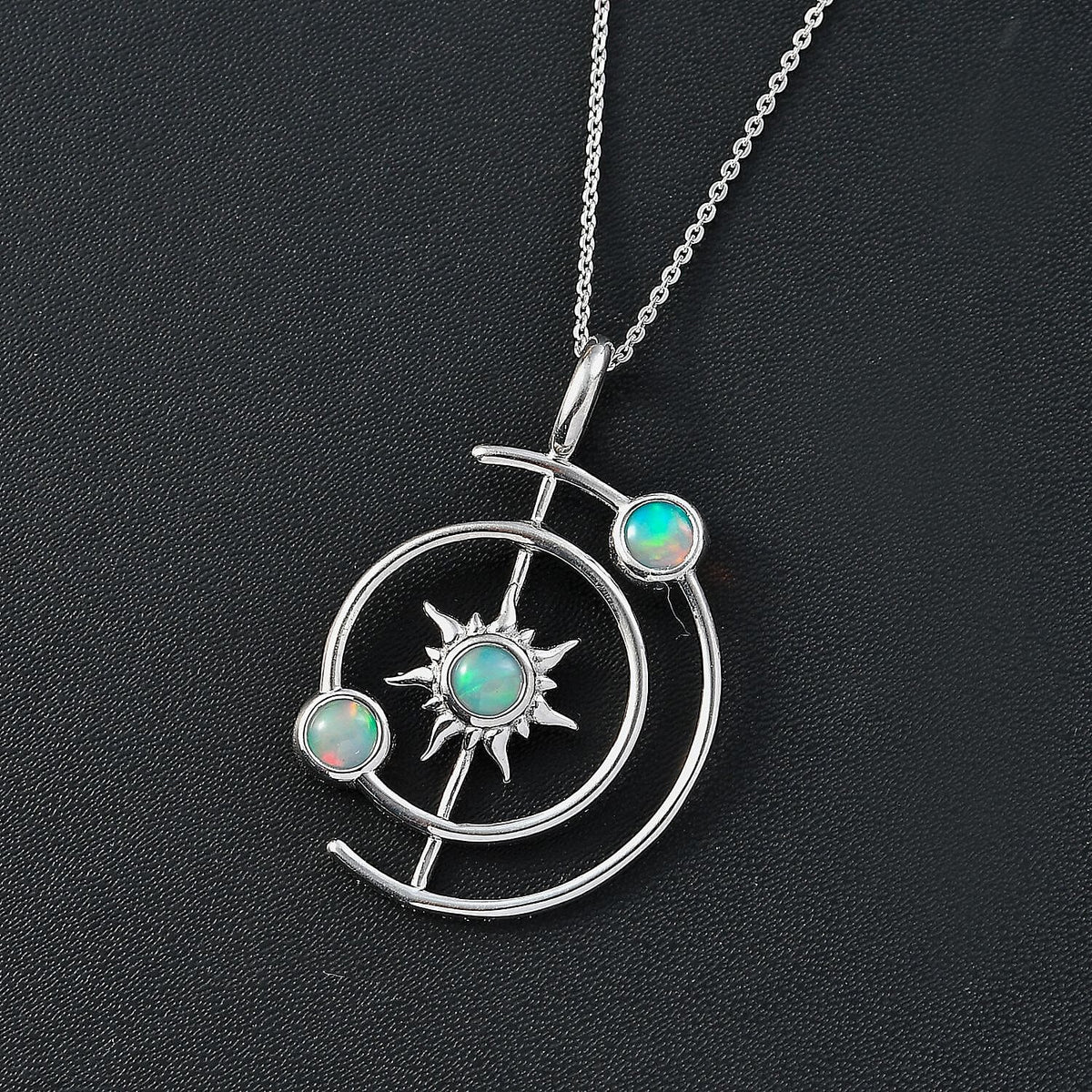 Cosmic Collection - Ethiopian Welo Opal Pendant with Chain (Size 20) in Rhodium Overlay Sterling Silver 1.05 Ct, Silver Wt. 5.64 Gms 4281745 3