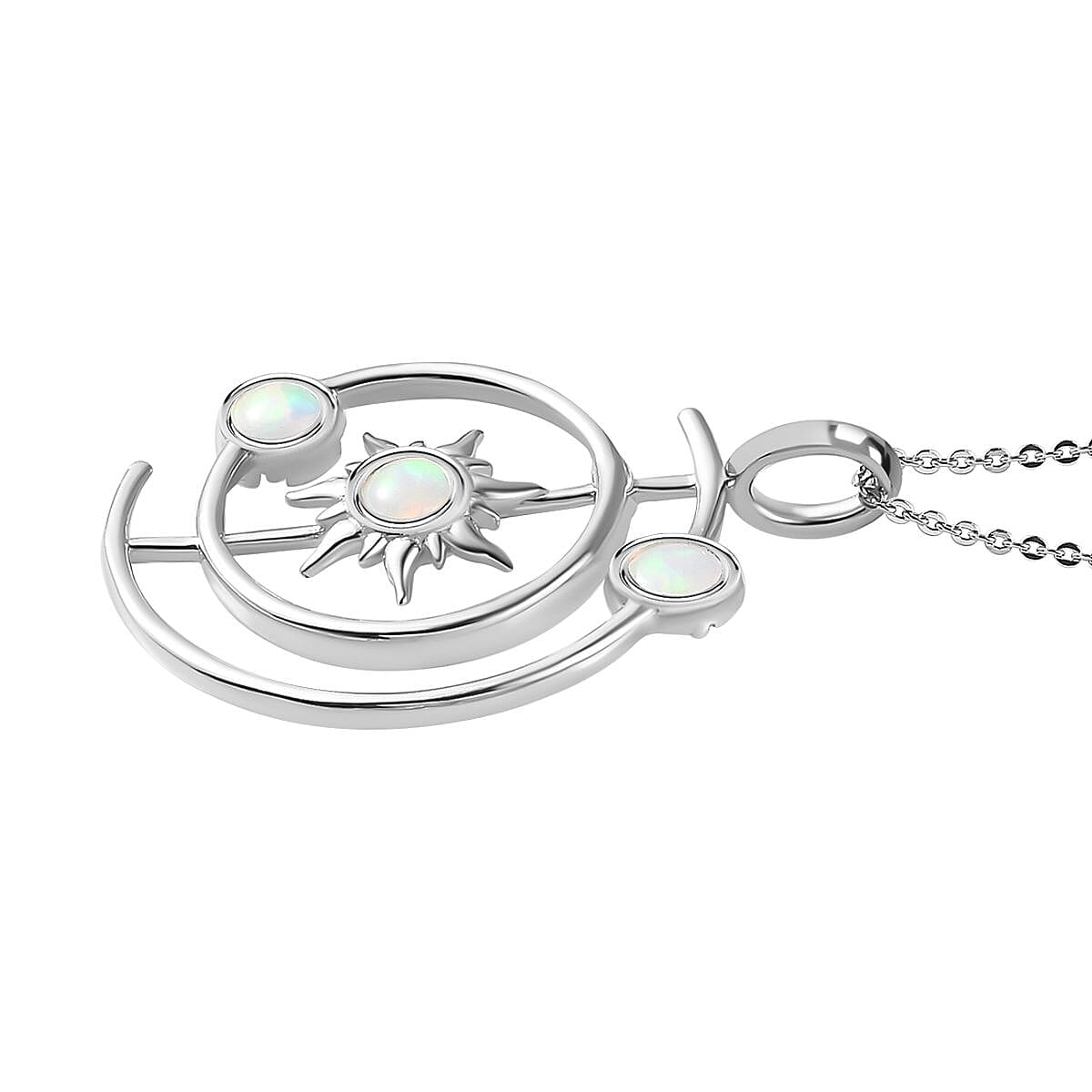 Cosmic Collection - Ethiopian Welo Opal Pendant with Chain (Size 20) in Rhodium Overlay Sterling Silver 1.05 Ct, Silver Wt. 5.64 Gms 4281745 4