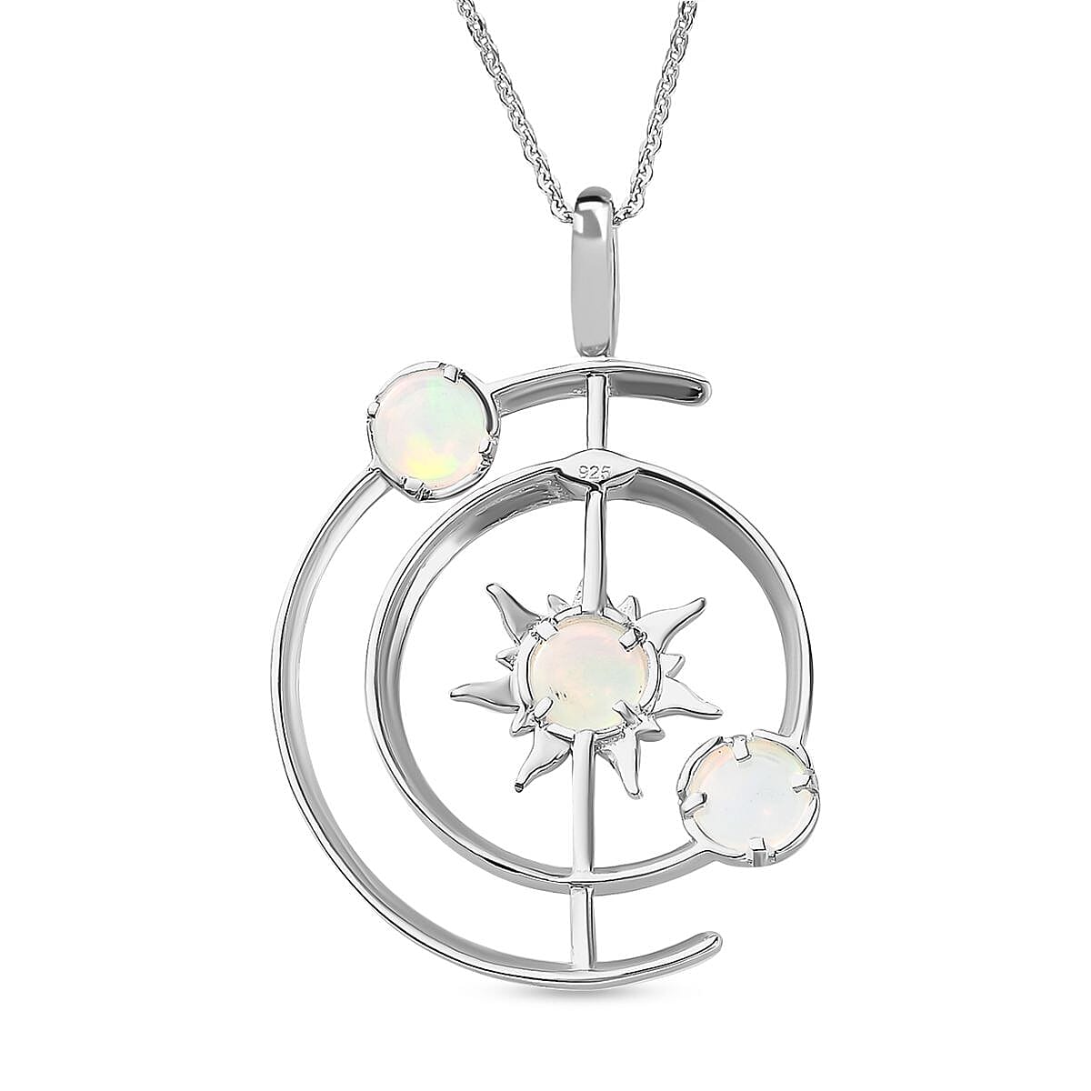 Cosmic Collection - Ethiopian Welo Opal Pendant with Chain (Size 20) in Rhodium Overlay Sterling Silver 1.05 Ct, Silver Wt. 5.64 Gms 4281745 5
