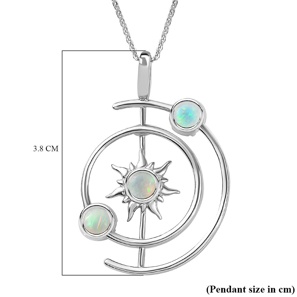 Cosmic Collection - Ethiopian Welo Opal Pendant with Chain (Size 20) in Rhodium Overlay Sterling Silver 1.05 Ct, Silver Wt. 5.64 Gms 4281745 7
