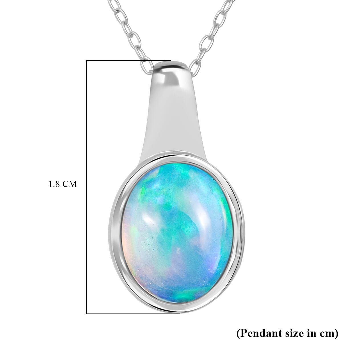 1.65 Ct. Ethiopian Opal Solitaire Pendant with Chain (Size 20) in Rhodium Overlay Sterling Silver 4436806 5
