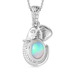 Ethiopian Opal Pendant with Chain (Size 20) in Rhodium Overlay Sterling Silver