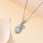 Ethiopian Opal Pendant with Chain (Size 20) in Rhodium Overlay Sterling Silver
