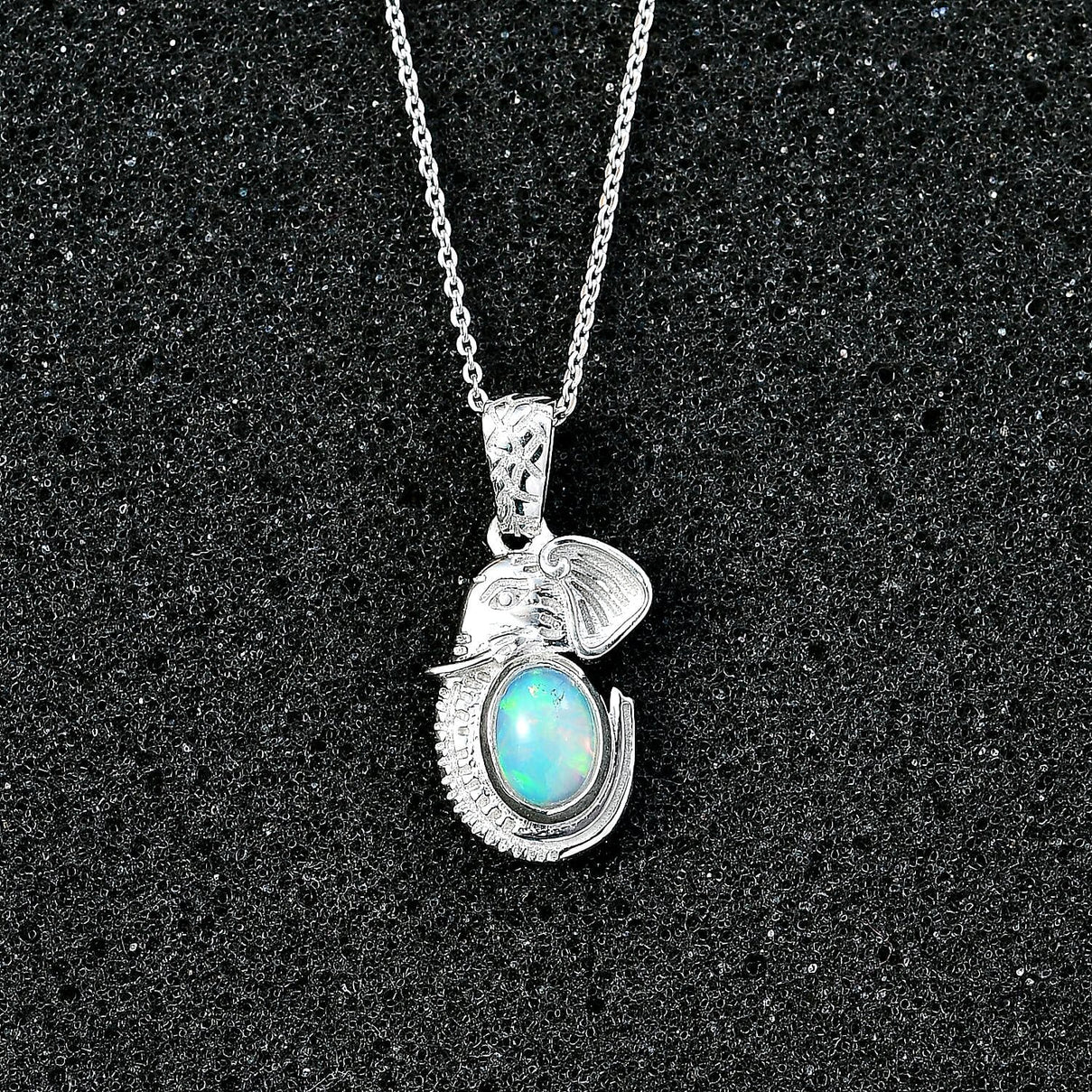 Ethiopian Opal Pendant with Chain (Size 20) in Rhodium Plated Sterling Silver  Wt. 7.26 Gms  0.470  Ct. 4284345 4