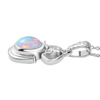 Ethiopian Opal Pendant with Chain (Size 20) in Rhodium Overlay Sterling Silver