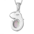 Ethiopian Opal Pendant with Chain (Size 20) in Rhodium Overlay Sterling Silver