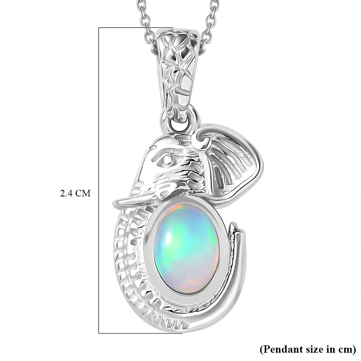 Ethiopian Opal Pendant with Chain (Size 20) in Rhodium Plated Sterling Silver  Wt. 7.26 Gms  0.470  Ct. 4284345 8