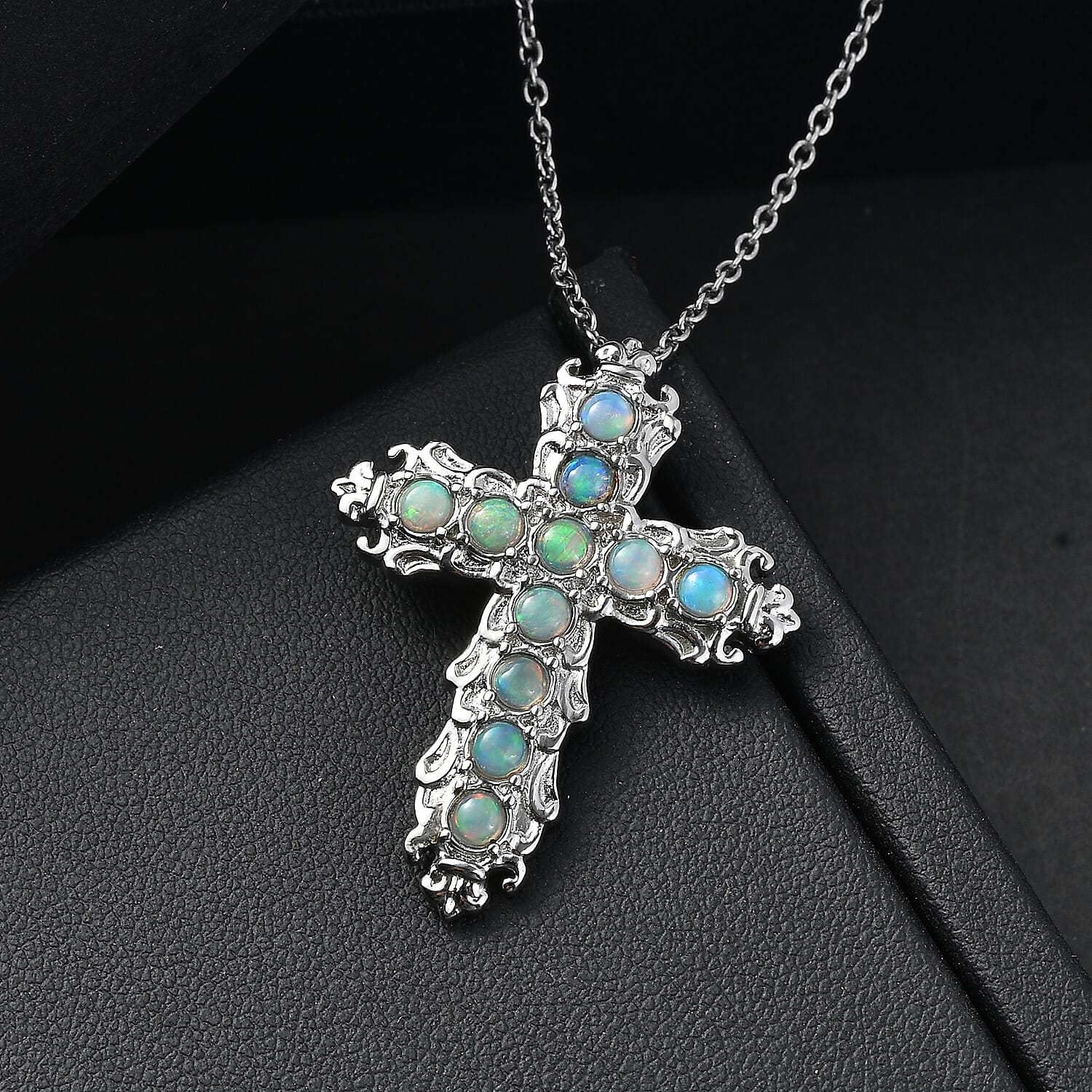 Ethiopian Opal Cross Pendant with Chain (Size 20) 4462481 3