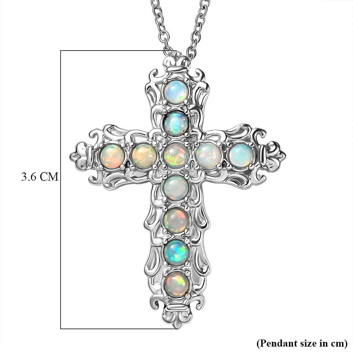 Ethiopian Opal Cross Pendant with Chain (Size 20) 4462481 6