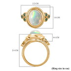 Ethiopian Opal & Premium Emerald Ring in 18K Vermeil Yellow Gold Plated Sterling Silver 2.72 Ct