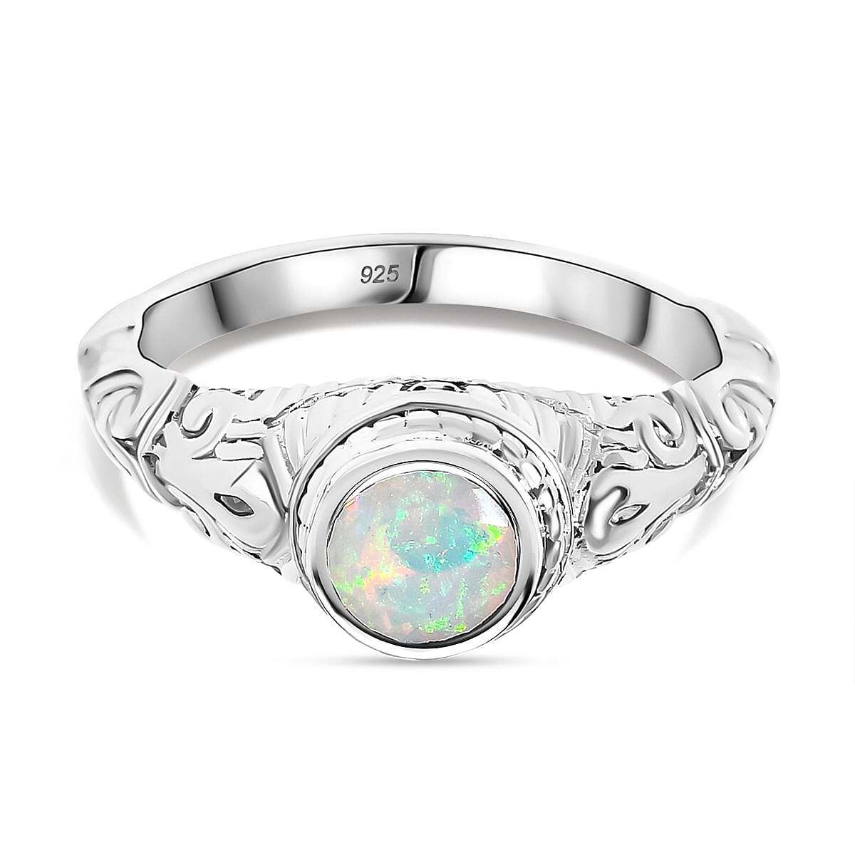 Royal Bali Collection - Ethiopian Opal Solitaire Ring in Sterling Silver 7924364 0
